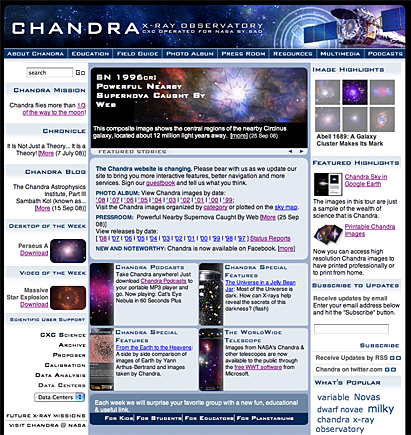 Screen shot of web site