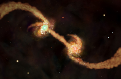 Illustration of Merging Spiral Galaxies
