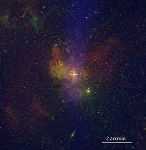 Image of Chandra observations plotted on the galactic plane.