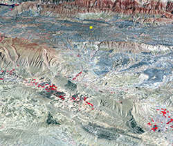 photo of seismic information overlaying a canyon