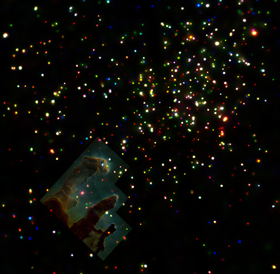 2004 NASA Photographic Card Print of Gas Pillars of the Eagle Nebula M16 