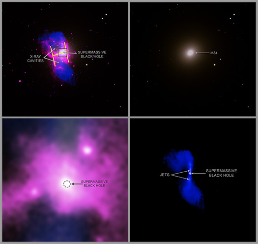 A 4-panel image showing different views with features labeled.