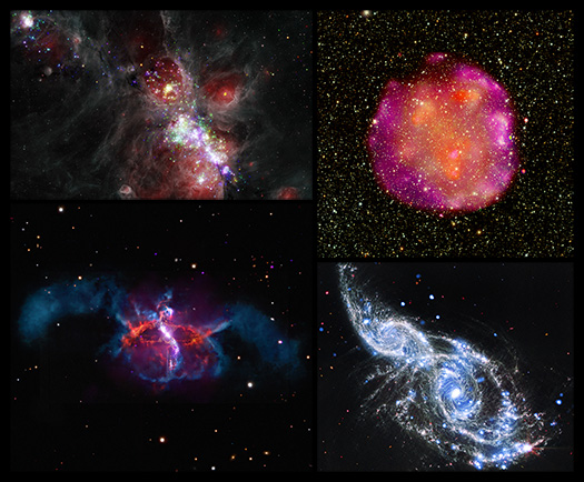 A quartet of space images reminiscent of the fall season.