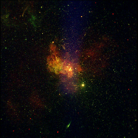 An X-ray and optical light composite of the csc Cluster.