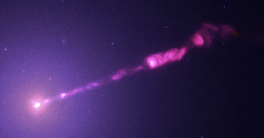 M87 Jet - A galaxy with a supermassive black hole about 55 million light years from Earth.