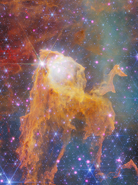 A composite image of a region of the carina nebula that resembles a ghostly figure.
